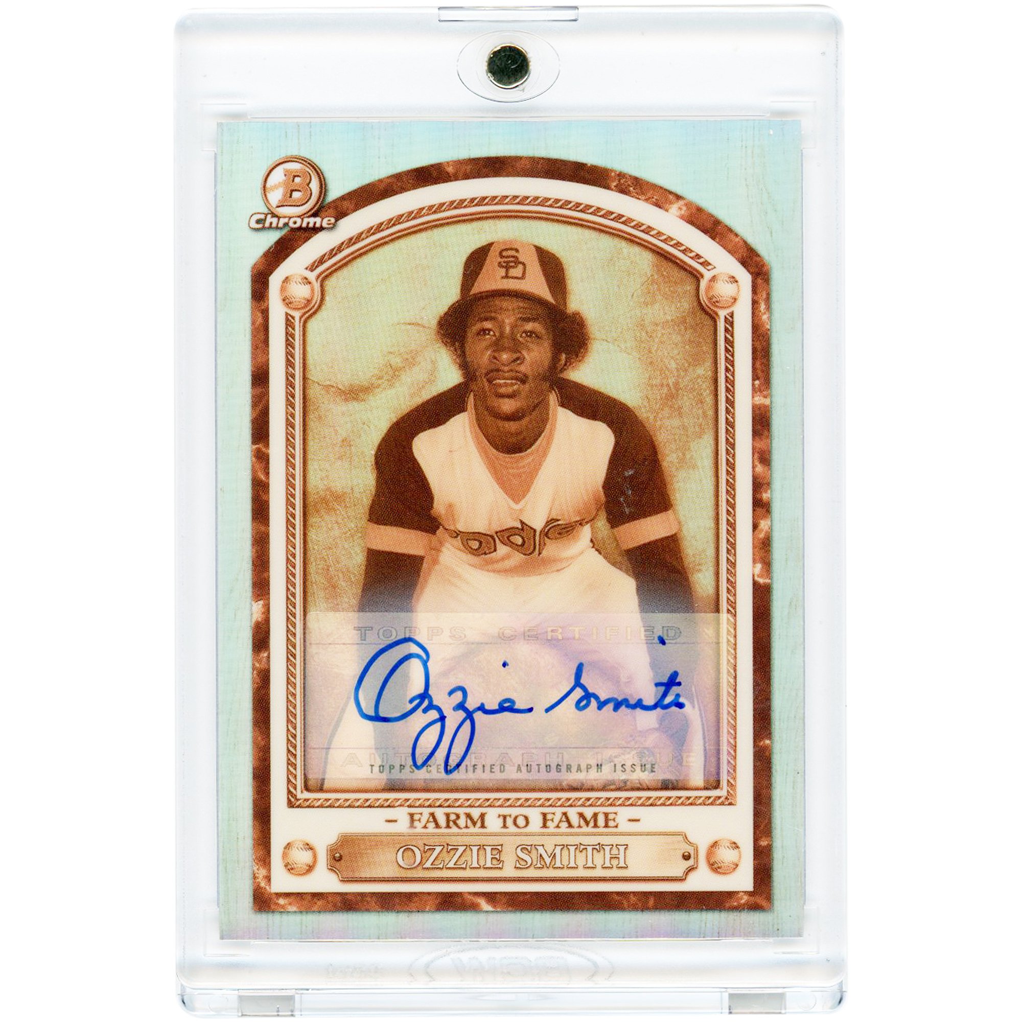 Ozzie Smith San Diego Padres Autographed 2020 Bowman Farm To Fame #FTF-OS Card