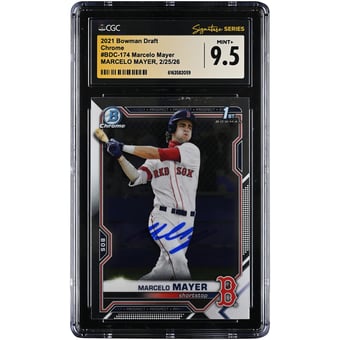 Marcelo Mayer Boston Red Sox Autographed 2021 Bowman Draft Chrome #BDC-174 CGC Authenticated MINT+ 9.5 Card