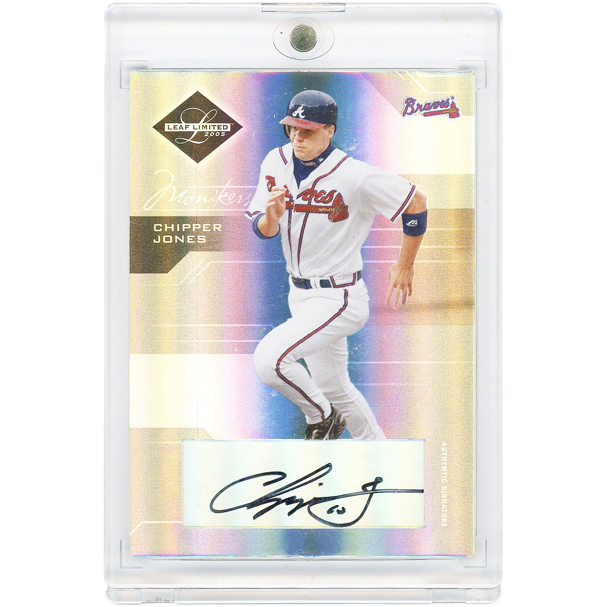 Carta autografata di Chipper Jones degli Atlanta Braves, edizione limitata Leaf 2005, numero 15 (1/5).
