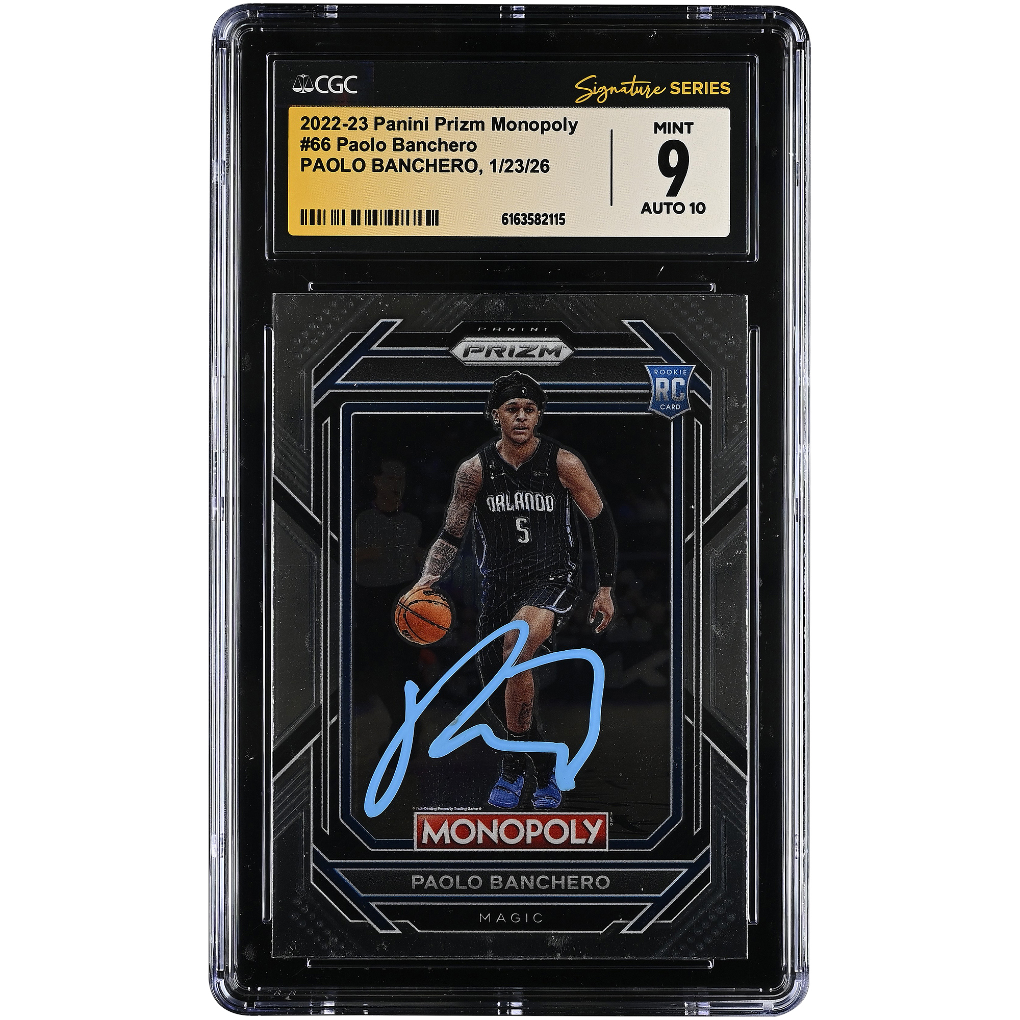 Paolo Banchero Orlando Magic Autographed 2022-23 Panini Prizm Monopoly #66 CGC Authenticated 9/10 Rookie Card