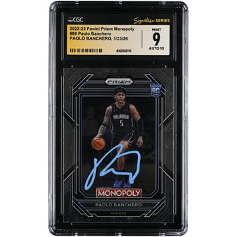 Paolo Banchero Orlando Magic Autographed 2022-23 Panini Prizm Monopoly #66 CGC Authenticated 9/10 Rookie Card