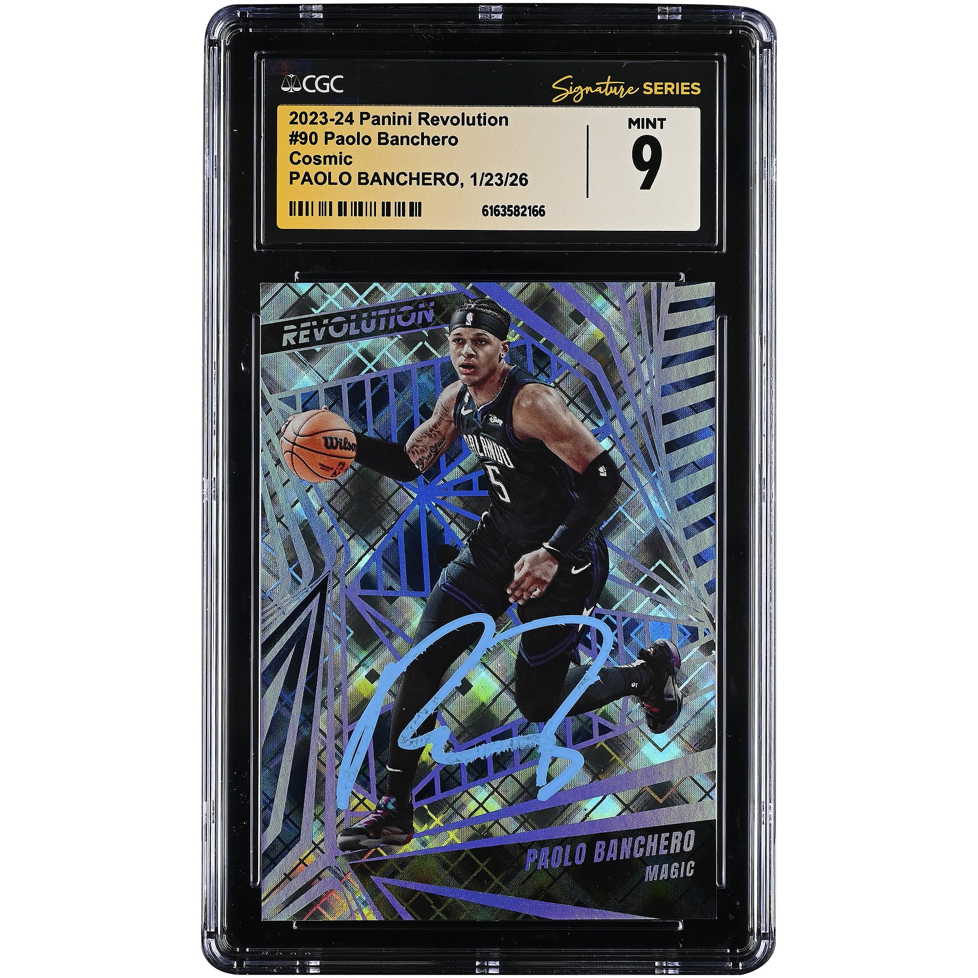 Paolo Banchero Orlando Magic Autographed 2023-24 Panini Revolution Cosmic #90 #/99 CGC Authenticated Mint 9 Card