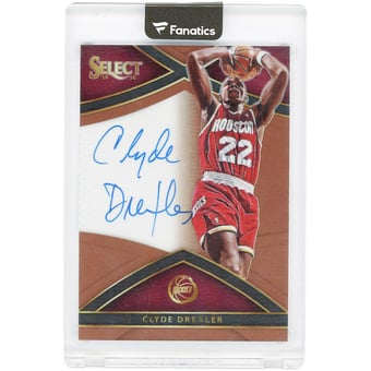 Clyde Drexler Houston Rockets Autographed 2015-16 Panini Select Copper Prizm #S-CDX #8/49 Card