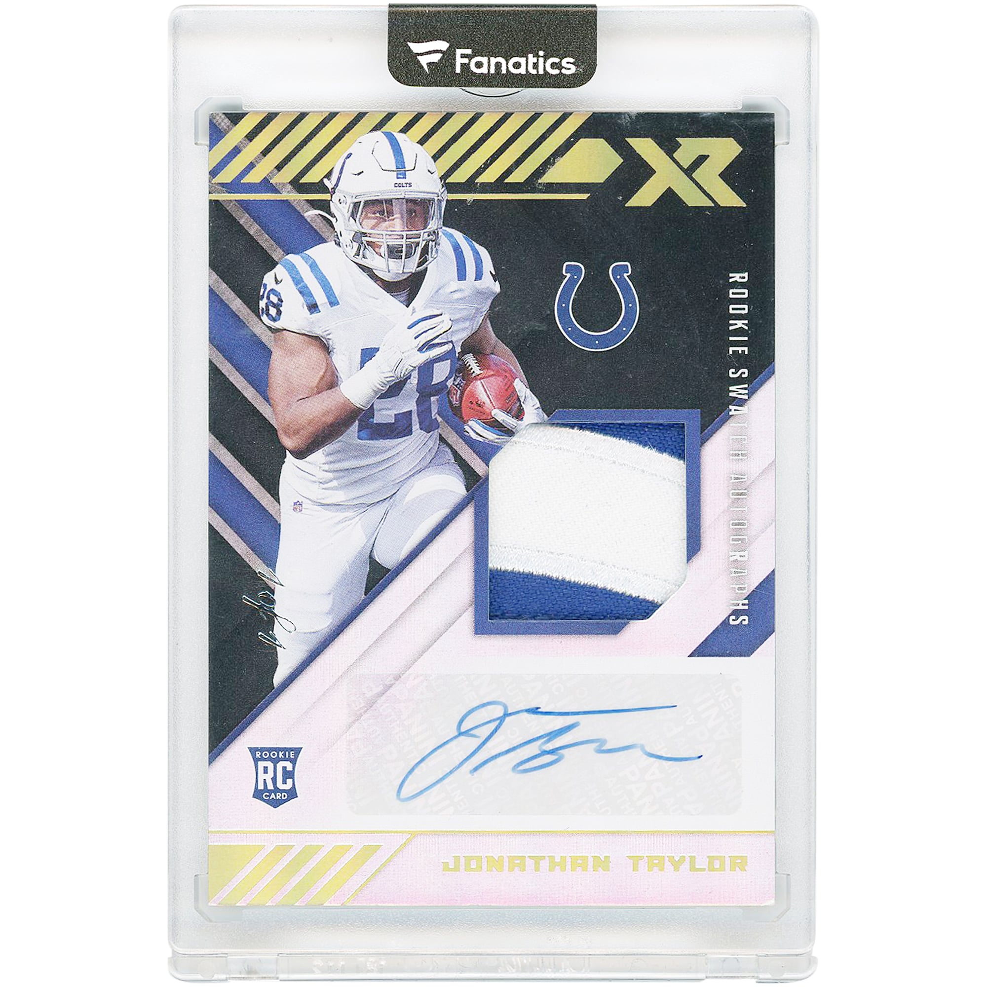 Jonathan Taylor Indianapolis Colts Autographed 2020 Panini XR Dual-Color Relic Black #RSA-JT #1/1 Rookie Card