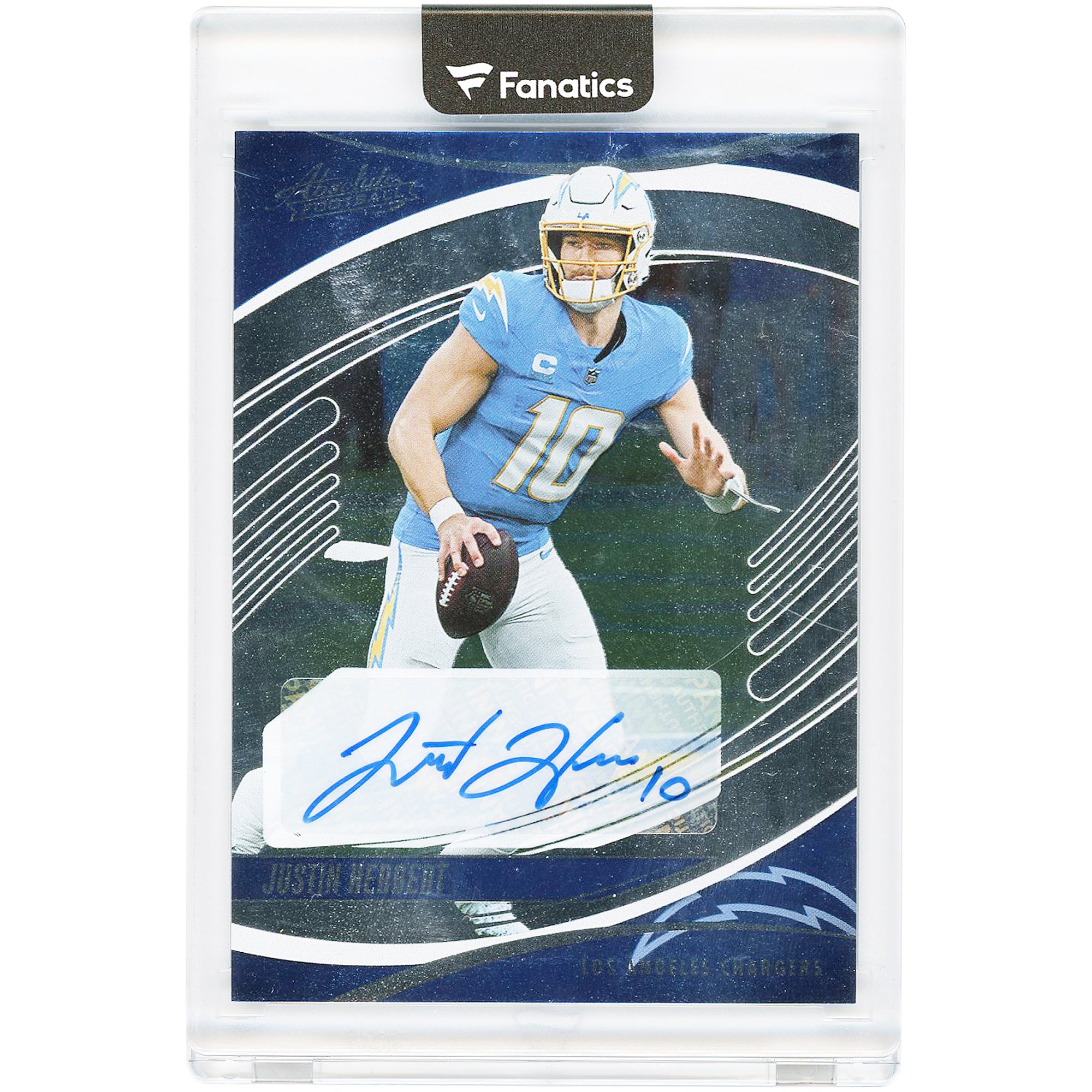 Tarjeta autografiada de Justin Herbert de Los Angeles Chargers, edición 2025 Panini Absolute # 11