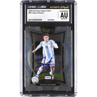 Julián Alvarez Argentina National Team Autographed 2024-25 Panini Select FIFA #59 CGC Authenticated Auto 10 Card