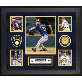 Jacob Misiorowski Milwaukee Brewers Framed 5-Photo Collage with a Piece of Game-Used Ball - Limited Edition of 500