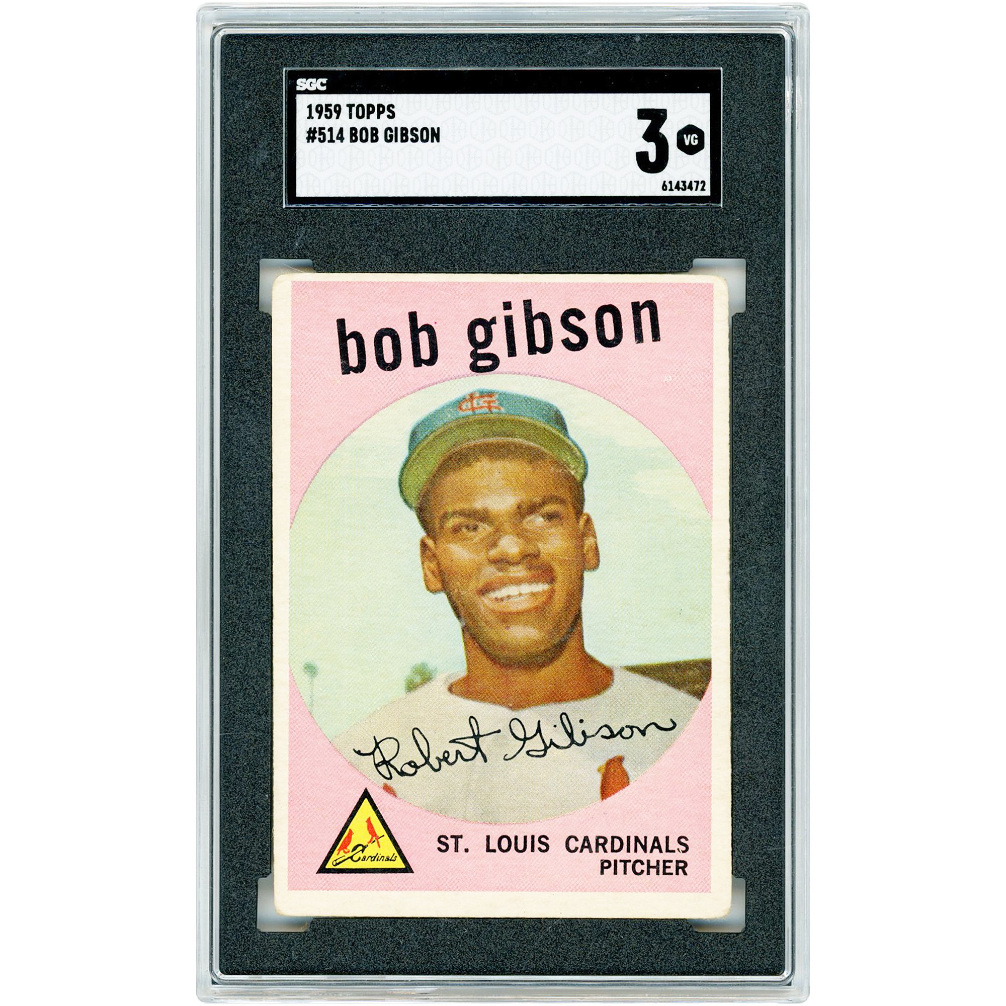 Bob Gibson St. Louis Cardinals 1959 Topps #514 SGC Authenticated 3 Rookie Card