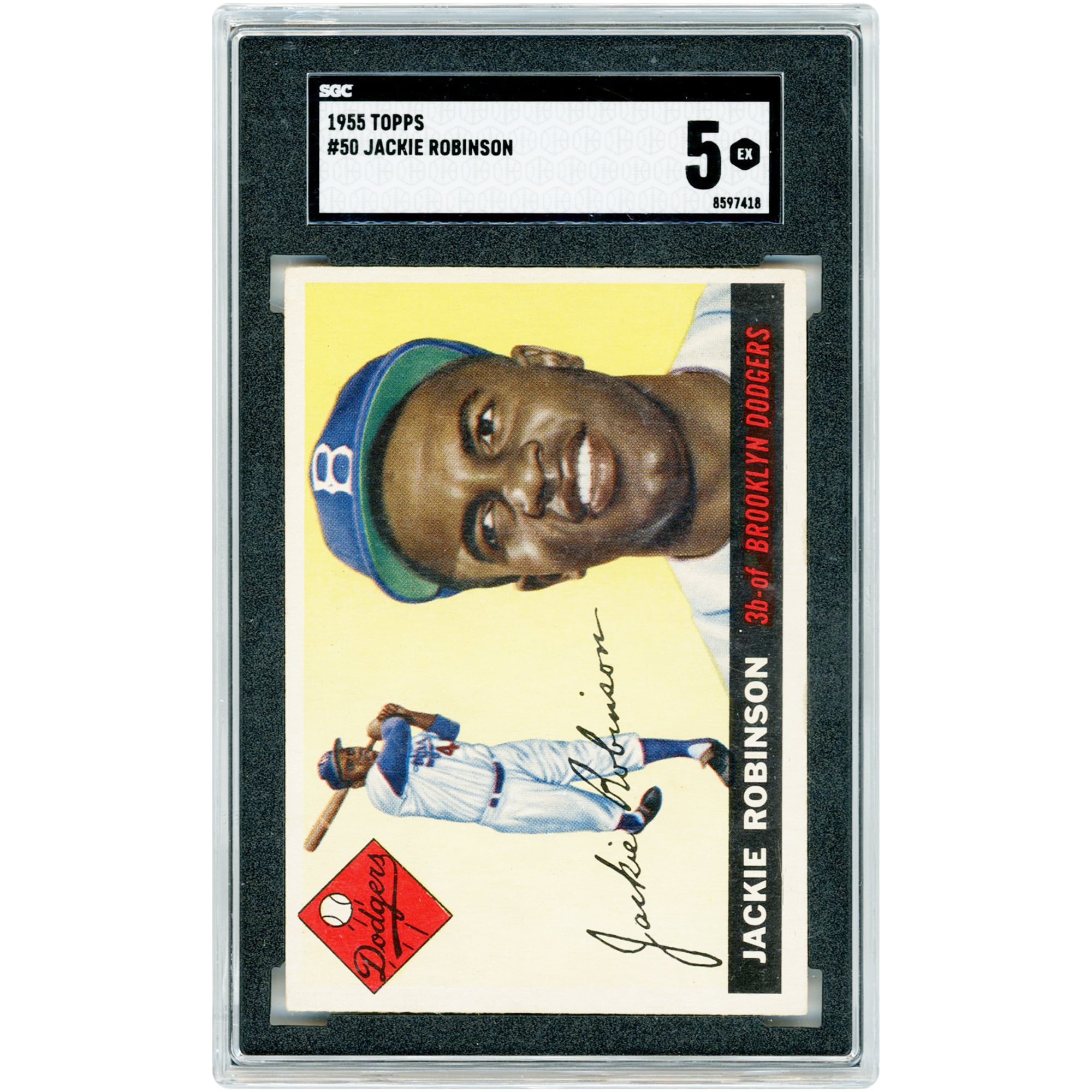 Jackie Robinson Brooklyn Dodgers 1955 Topps #50 SGC Authenticated 5 Card