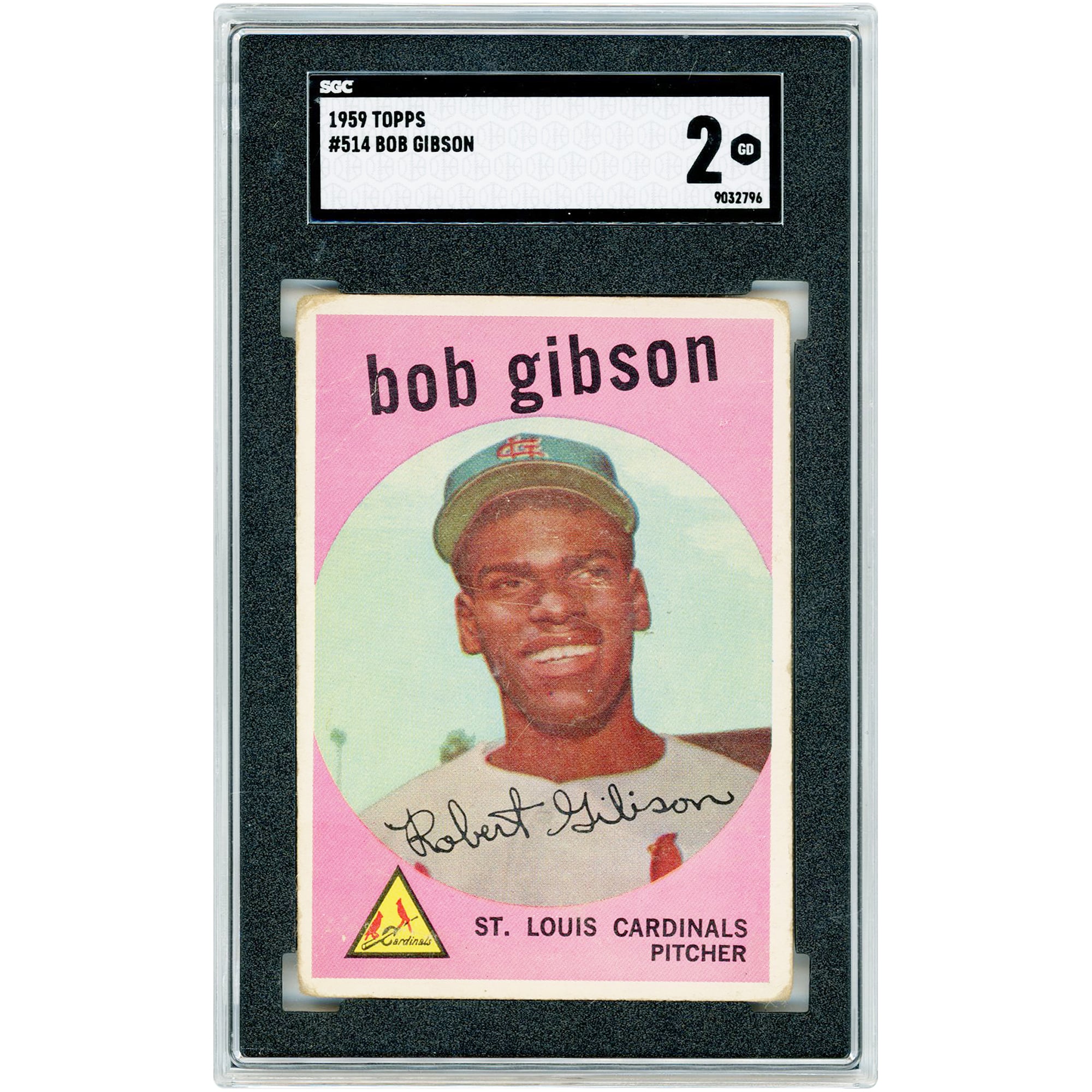 Bob Gibson St. Louis Cardinals 1959 Topps #514 SGC Authenticated 2 Rookie Card