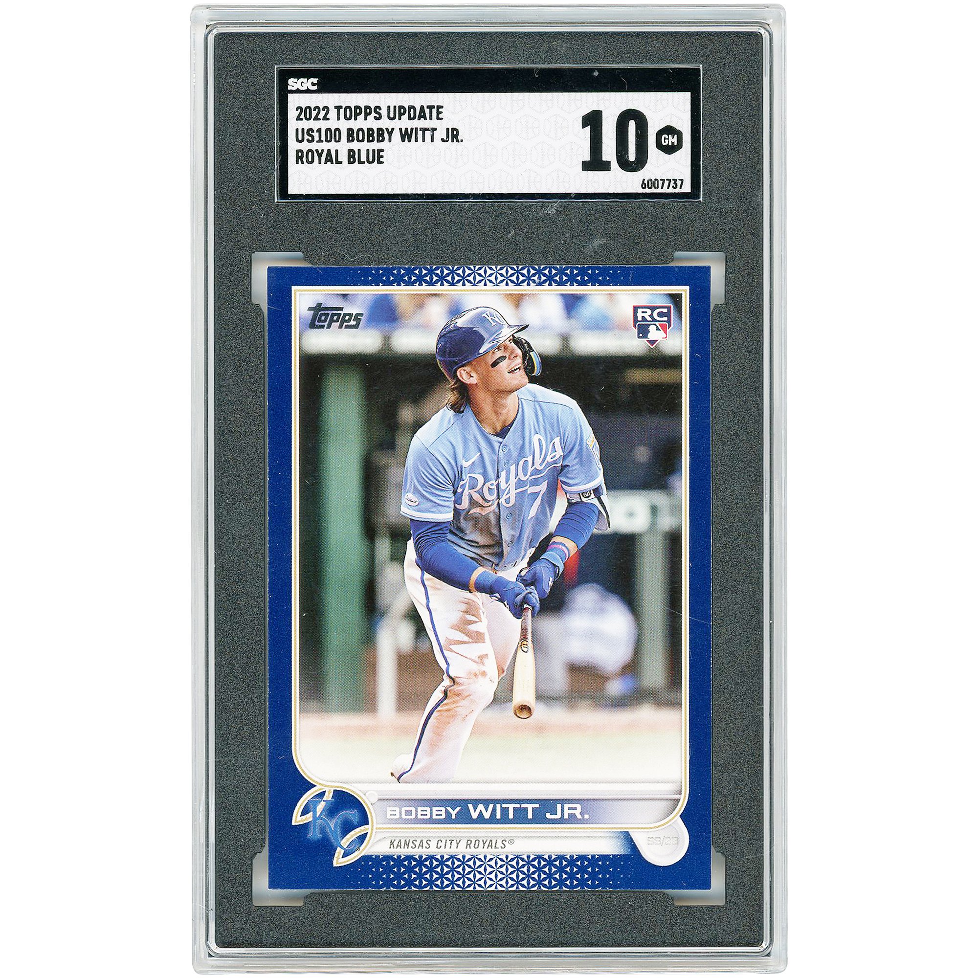 Bobby Witt Jr. Kansas City Royals 2022 Topps Update Royal Blue #US100 SGC Authenticated 10 Rookie Card