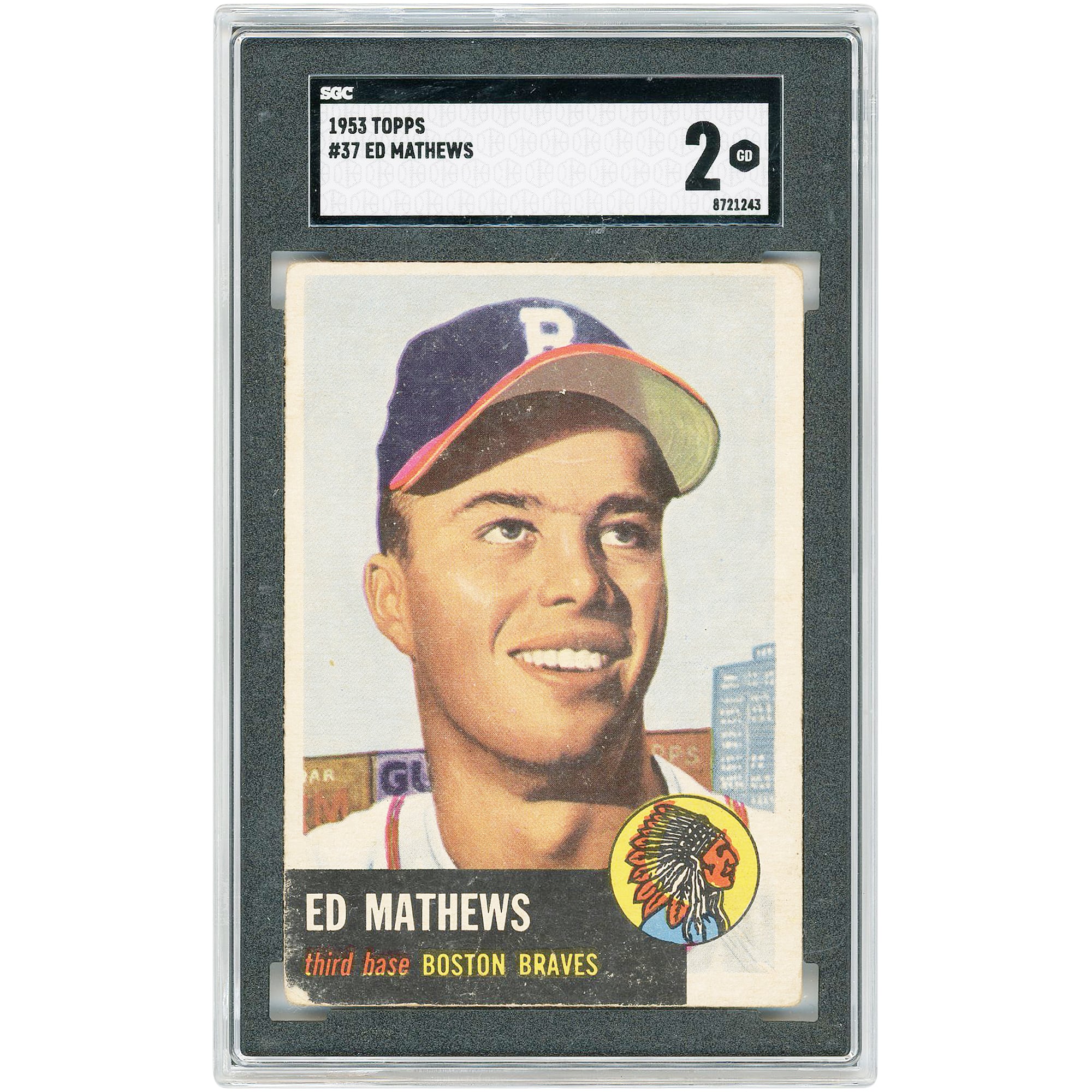 Ed Mathews Boston Braves 1953 Topps #37 SGC Authenticated 2 Card. rookie card picture