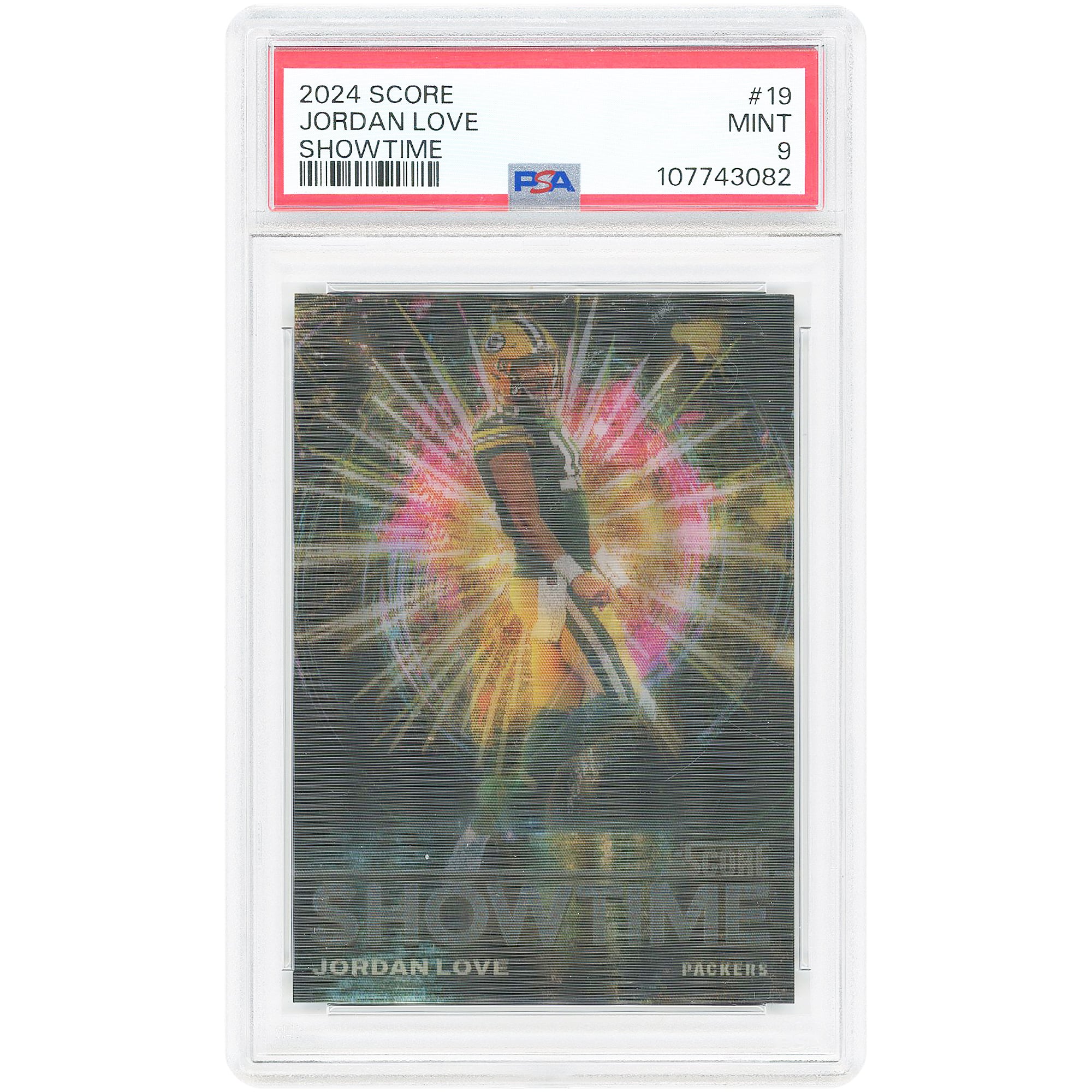 Jordan Love Green Bay Packers 2024 Panini Score Showtime Case Hit #19 PSA Authenticated 9 Card