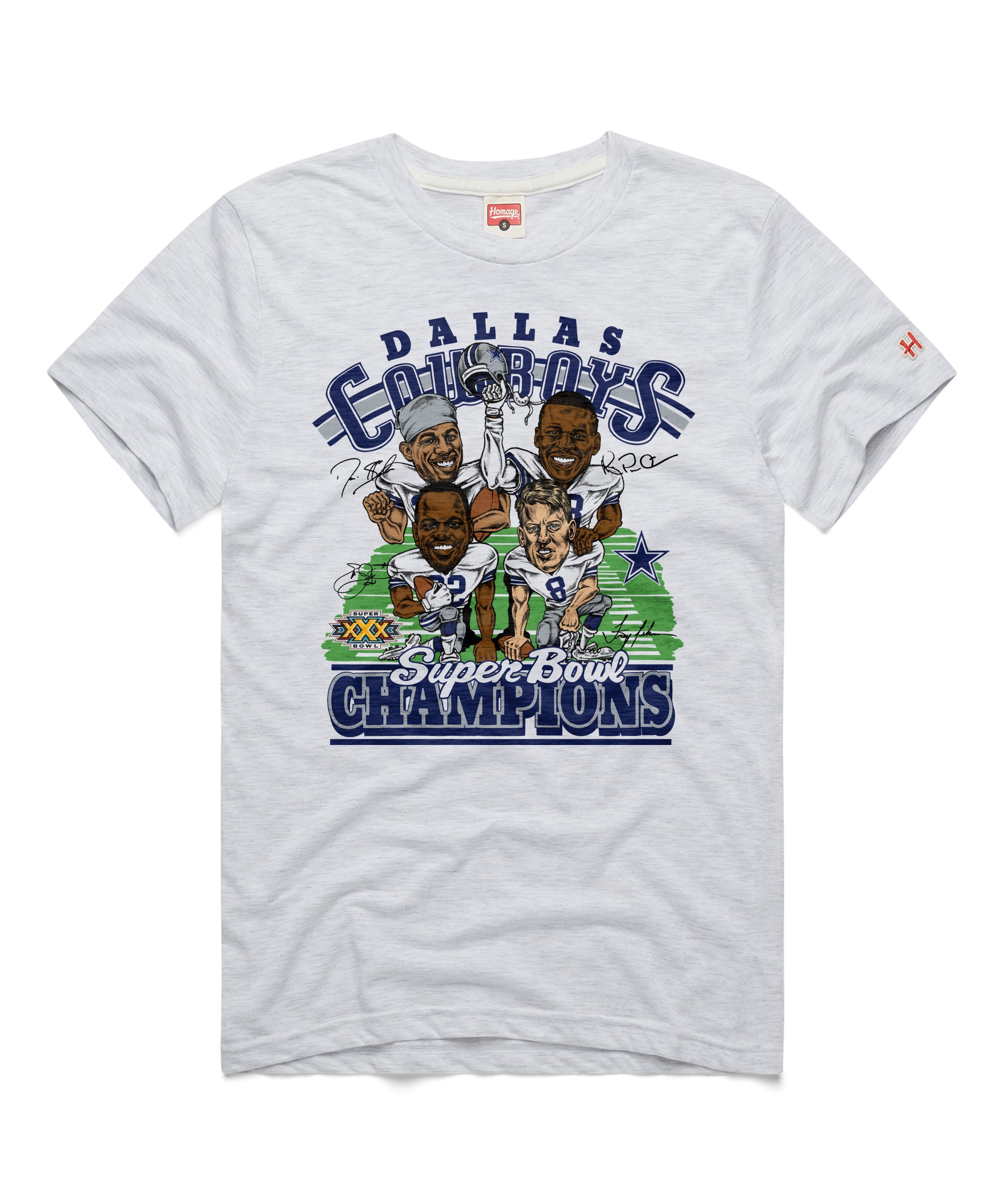 Homage Men's and Women's Ash Dallas Cowboys Super Bowl T-Shirt - Ash
