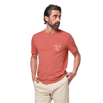 Men's FAHERTY Coral Texas A&M Aggies Sunwashed Pocket T-Shirt
