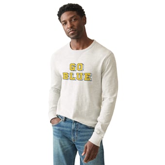 Men's FAHERTY Heather Gray Michigan Wolverines Sunwashed Slub Sweatshirt