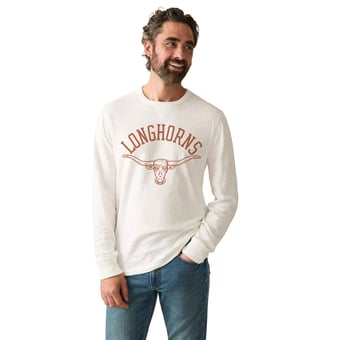 Men's FAHERTY White Texas Longhorns Sunwashed Slub Sweatshirt