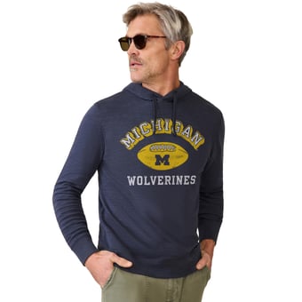 Men's FAHERTY Navy Michigan Wolverines Sunwashed Slub Hoodie