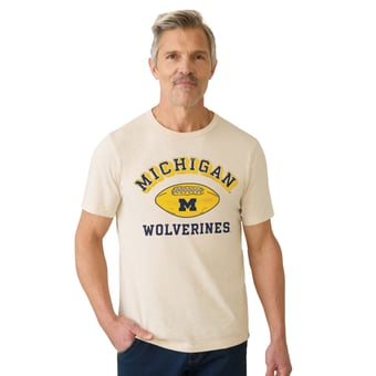 Men's FAHERTY Beige Michigan Wolverines Sunwashed T-Shirt