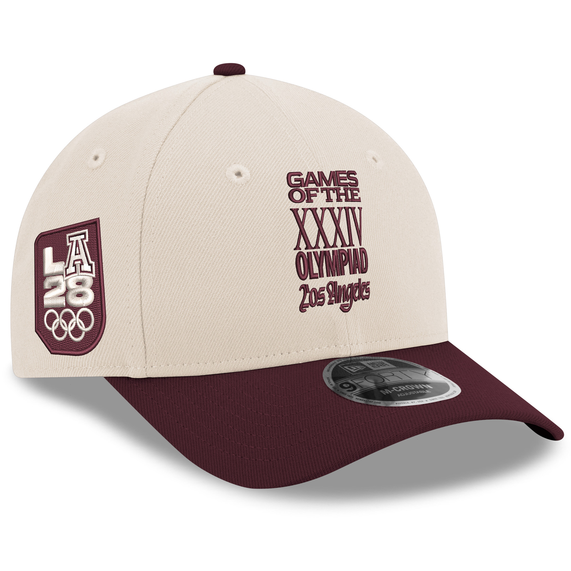 Men's New Era Cream/Maroon LA28 Superbloom Collection 9FORTY M-Crown Adjustable Hat