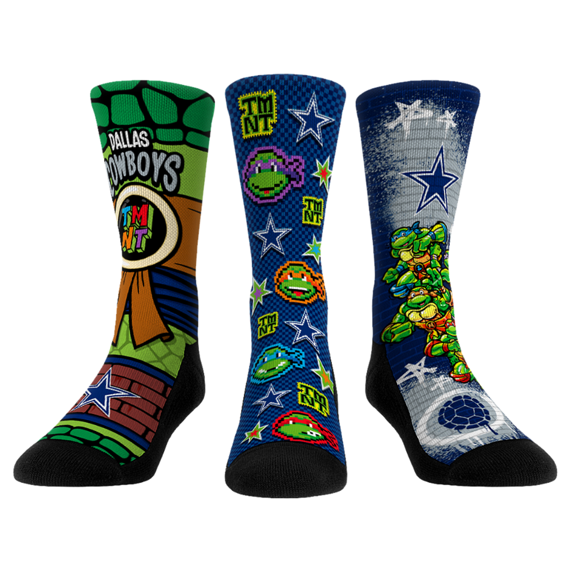 Unisex Rock Em Royal Dallas Cowboys TMNT Three-Pack Crew Socks Set