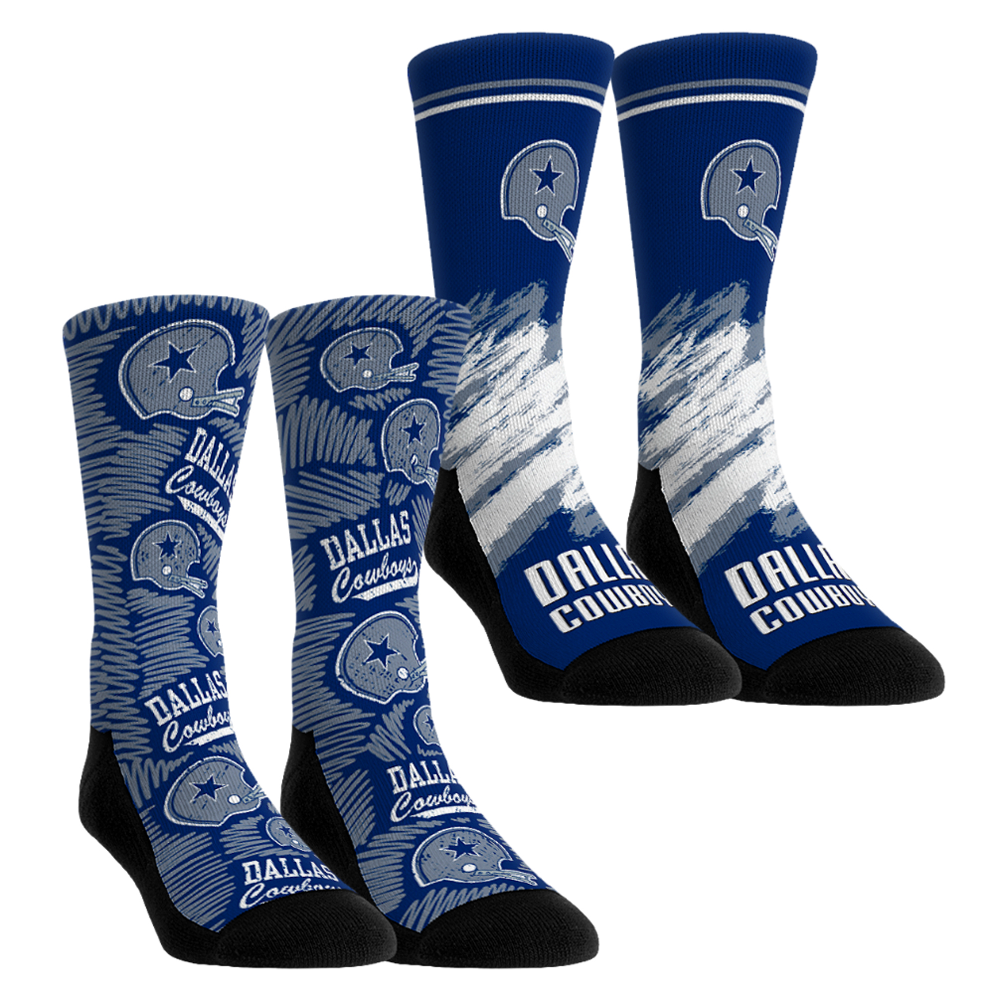 Unisex Rock Em  Royal Dallas Cowboys Throwback Two-Pack Crew Socks Set