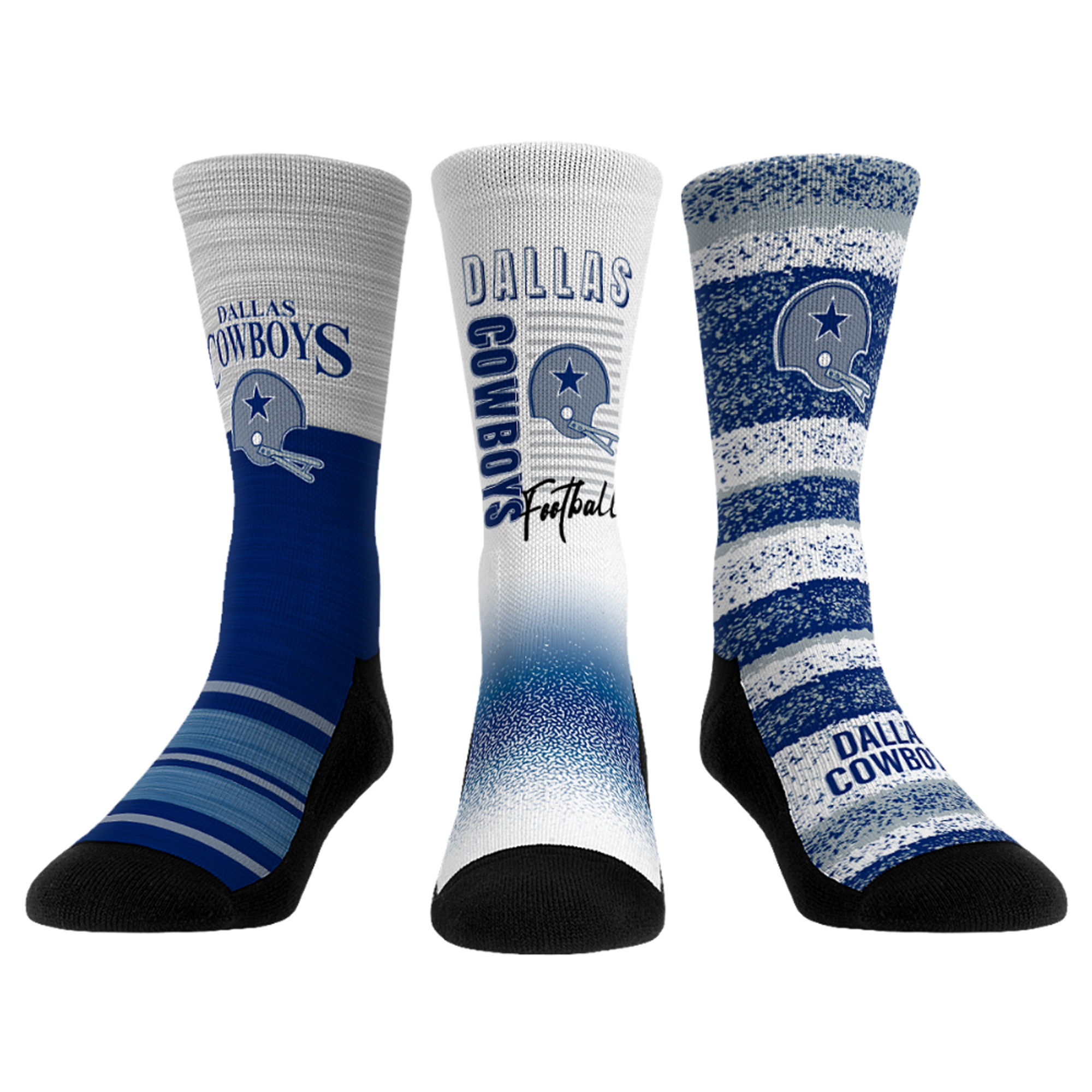 Unisex Rock Em  Royal Dallas Cowboys Throwback Three-Pack Crew Socks Set