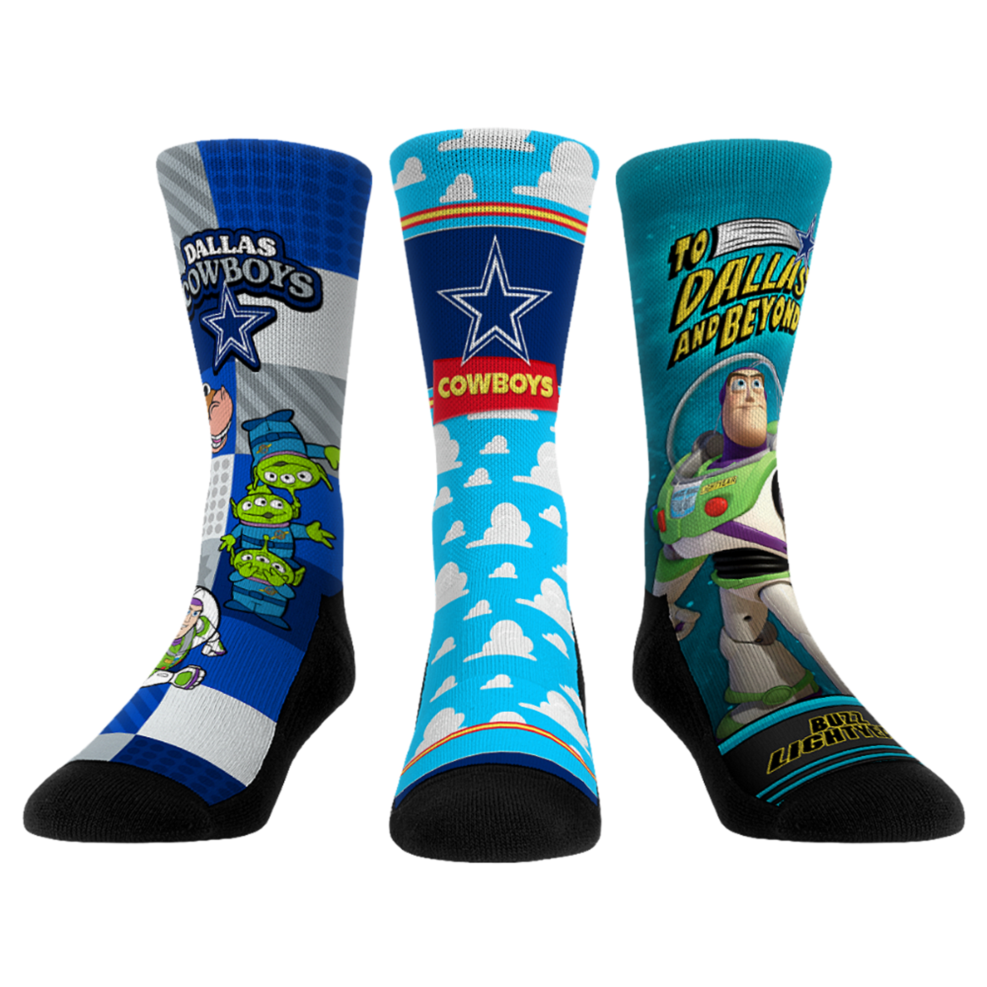 Unisex Rock Em  Royal Dallas Cowboys Toy Story Three-Pack Crew Socks Set