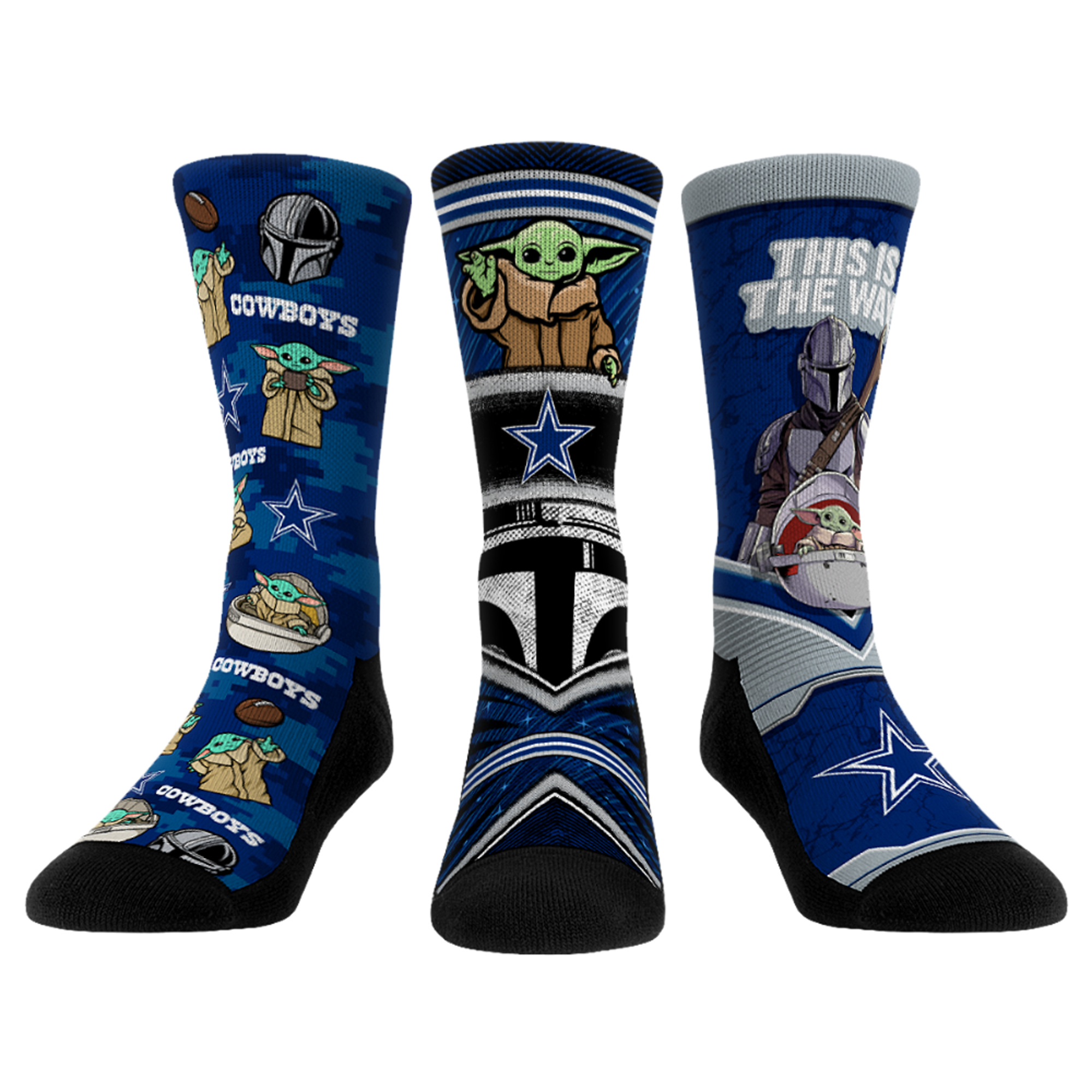 Unisex Rock Em Royal Dallas Cowboys Mandalorian Three-Pack Crew Socks Set