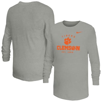 Youth Nike  Gray Clemson Tigers Legend Dri-FIT Long Sleeve T-Shirt