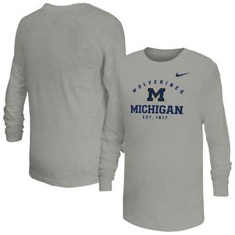 Youth Nike  Gray Michigan Wolverines Legend Dri-FIT Long Sleeve T-Shirt