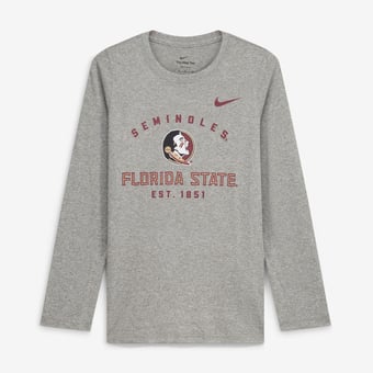 Youth Nike  Gray Florida State Seminoles Legend Dri-FIT Long Sleeve T-Shirt