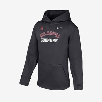 Youth Nike  Anthracite Oklahoma Sooners Arched Therma-FIT Hoodie