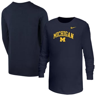 Youth Nike  Navy Michigan Wolverines Arched Core Long Sleeve T-Shirt