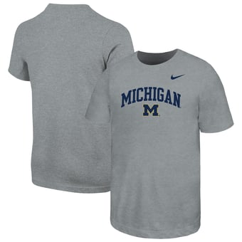 Youth Nike  Heather Gray Michigan Wolverines Arched Name Drop T-Shirt