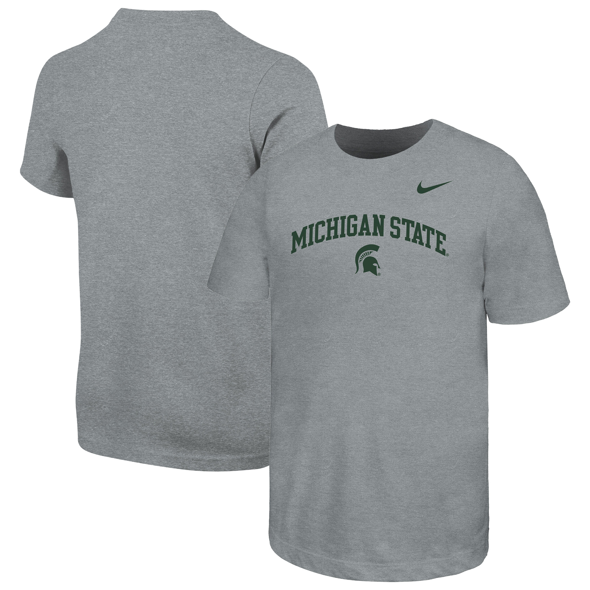 Youth Nike  Heather Gray Michigan State Spartans Arched Name Drop T-Shirt