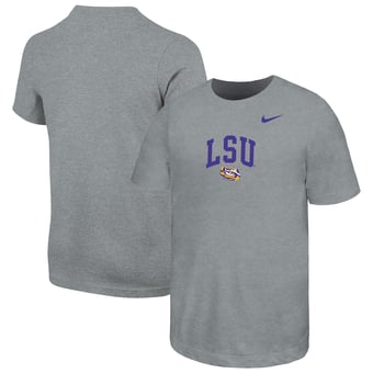 Youth Nike  Heather Gray LSU Tigers Arched Name Drop T-Shirt
