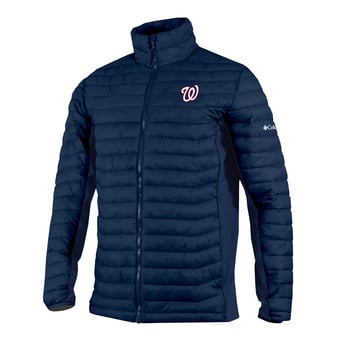 Men's Columbia Navy Washington Nationals  Powder Pass Hybrid Full-Zip Jacket