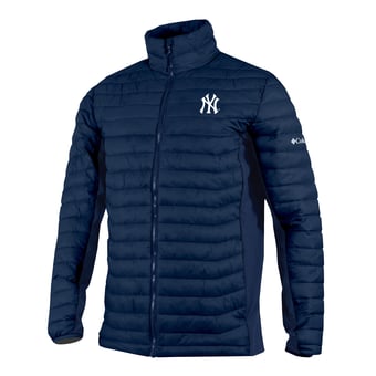 Men's Columbia Navy New York Yankees  Powder Pass Hybrid Full-Zip Jacket