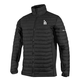 Men's Columbia Black Los Angeles Dodgers  Powder Pass Hybrid Full-Zip Jacket