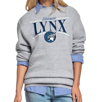 Women's Starter Gray Minnesota Lynx Arch Stripe Fleece Crewneck Sweatshirt