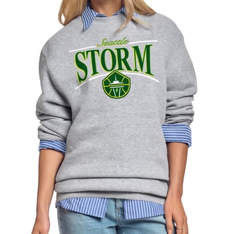 Women's Starter Gray Seattle Storm Arch Stripe Fleece Crewneck Sweatshirt