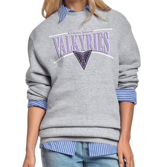 Women's Starter Gray Golden State Valkyries Arch Stripe Fleece Crewneck Sweatshirt