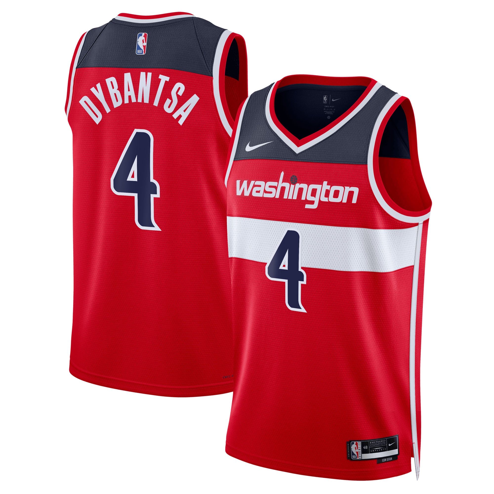 Camiseta Nike Icon Swingman de los Washington Wizards - Roja - AJ Dybantsa - Unisex