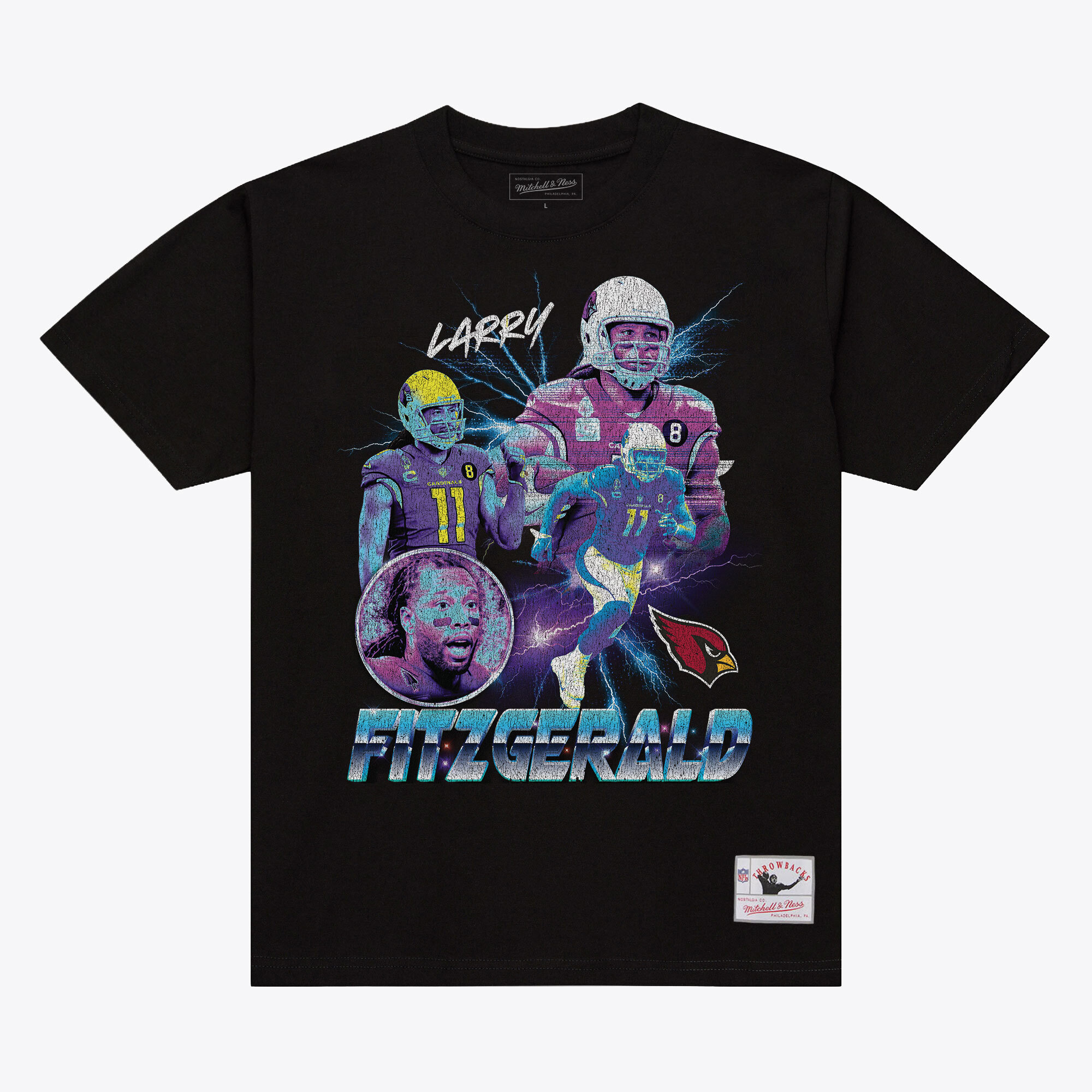 Mitchell & Ness Men's and Women's Mitchell Ness Larry Fitzgerald Black Arizona Cardinals Pro Football Hall of Fame Class of 2026 Collage T-Shirt - Bla