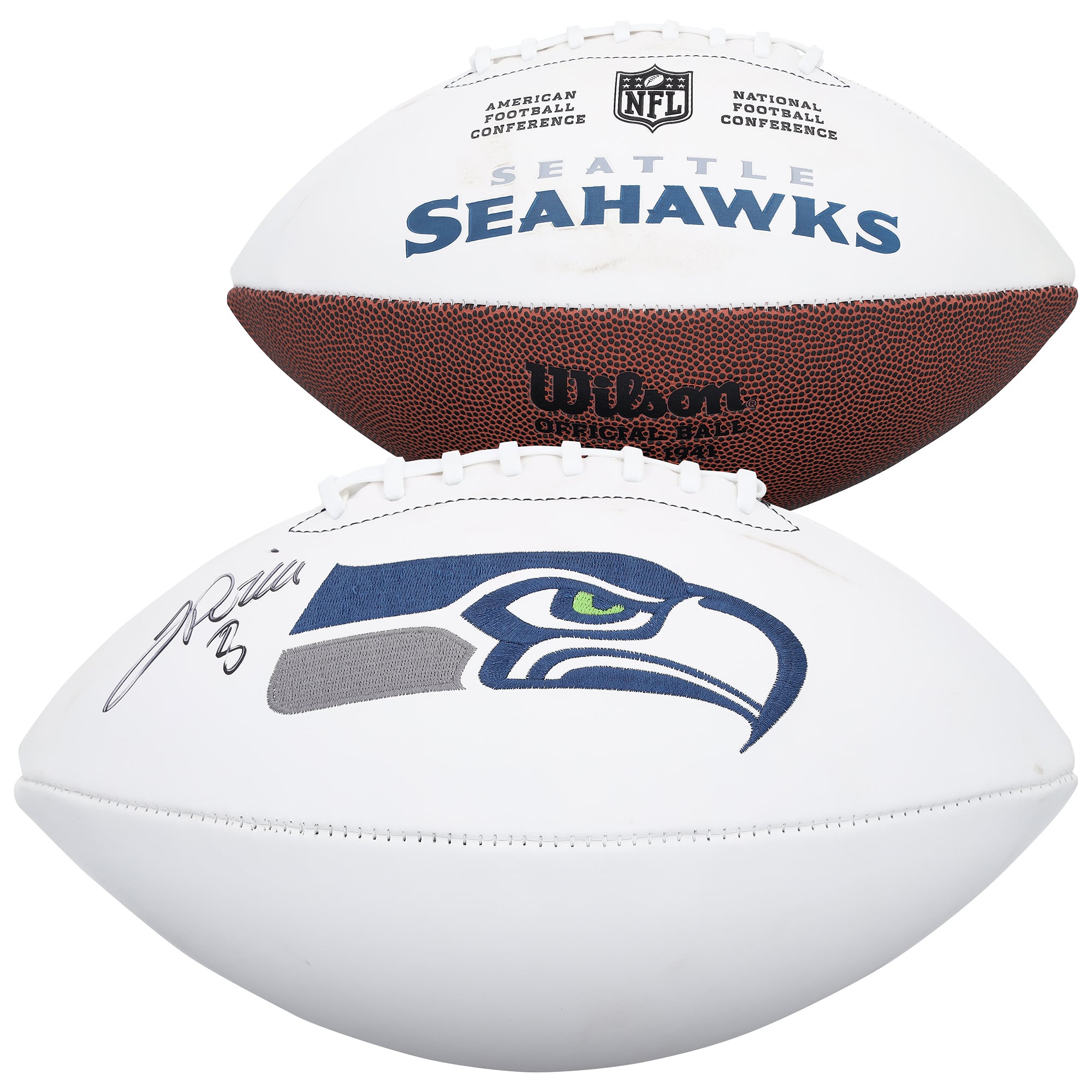 Pallone da football Wilson White autografato da Jadarian Price dei Seattle Seahawks