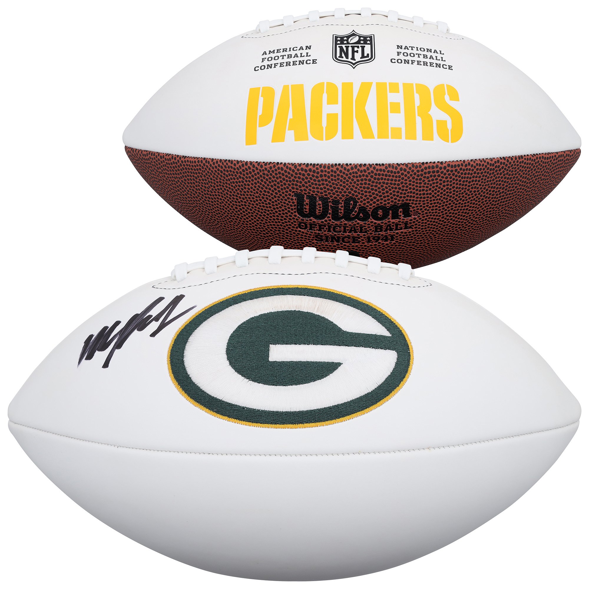 Pallone da football Wilson White autografato da Micah Parsons dei Green Bay Packers