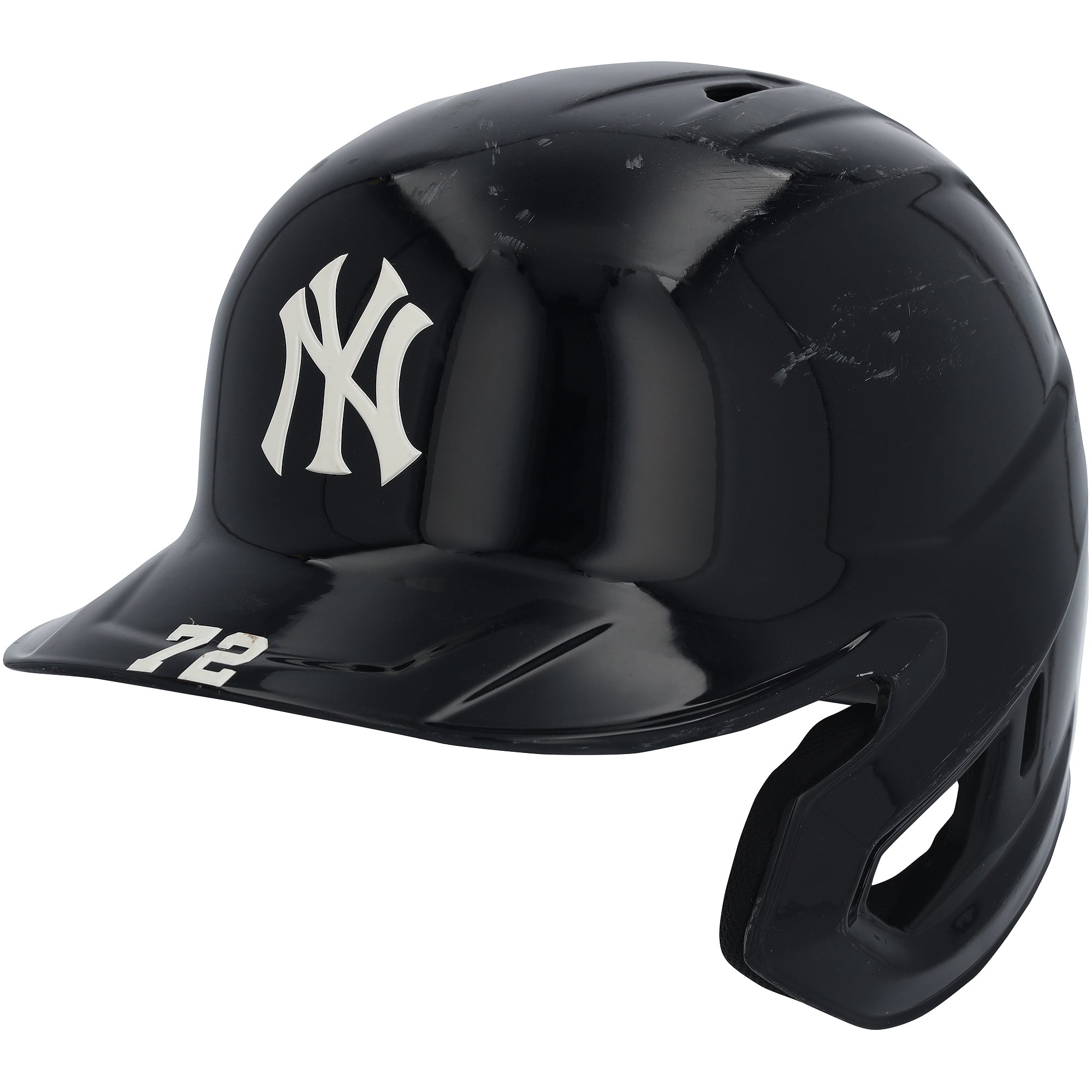 Casco de bateo azul marino #72 usado por José Caballero de los New York Yankees contra los Baltimore Orioles el 4 de mayo de 2026.