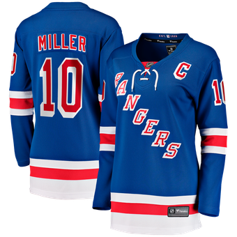 Women's Fanatics JT Miller Blue New York Rangers Home Captain's Patch Breakaway Jersey