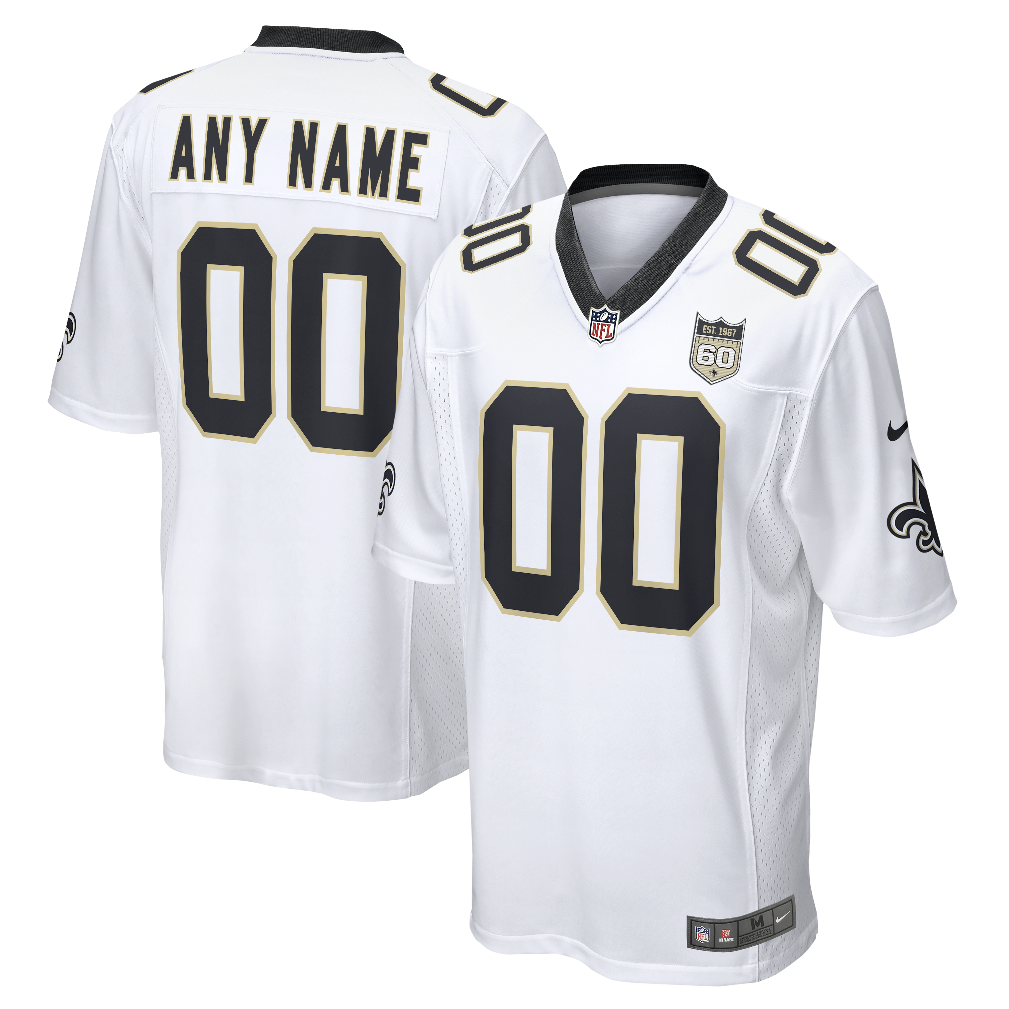 Men's Nike White New Orleans Saints 60th Season Custom Game Jersey